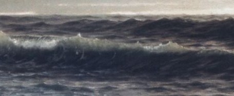 Notice the thick paint, especially in the crashing waves.