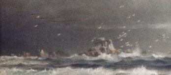 He positioned his easel right at the cliff's edge.