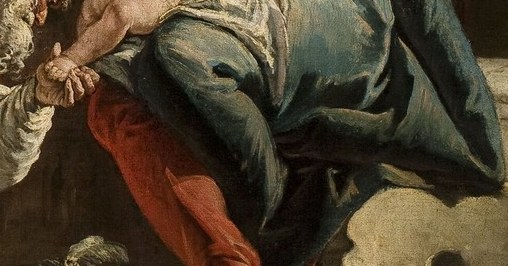 A rich fold of red fabric shows masterful skill.