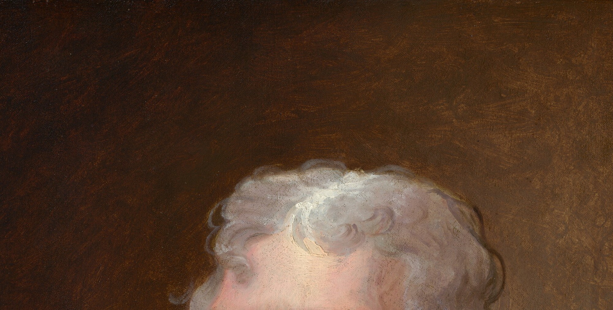 The softly rendered white hair frames the face and signals status and era; Stuart's loose brushwork here contrasts with the tighter face modeling.