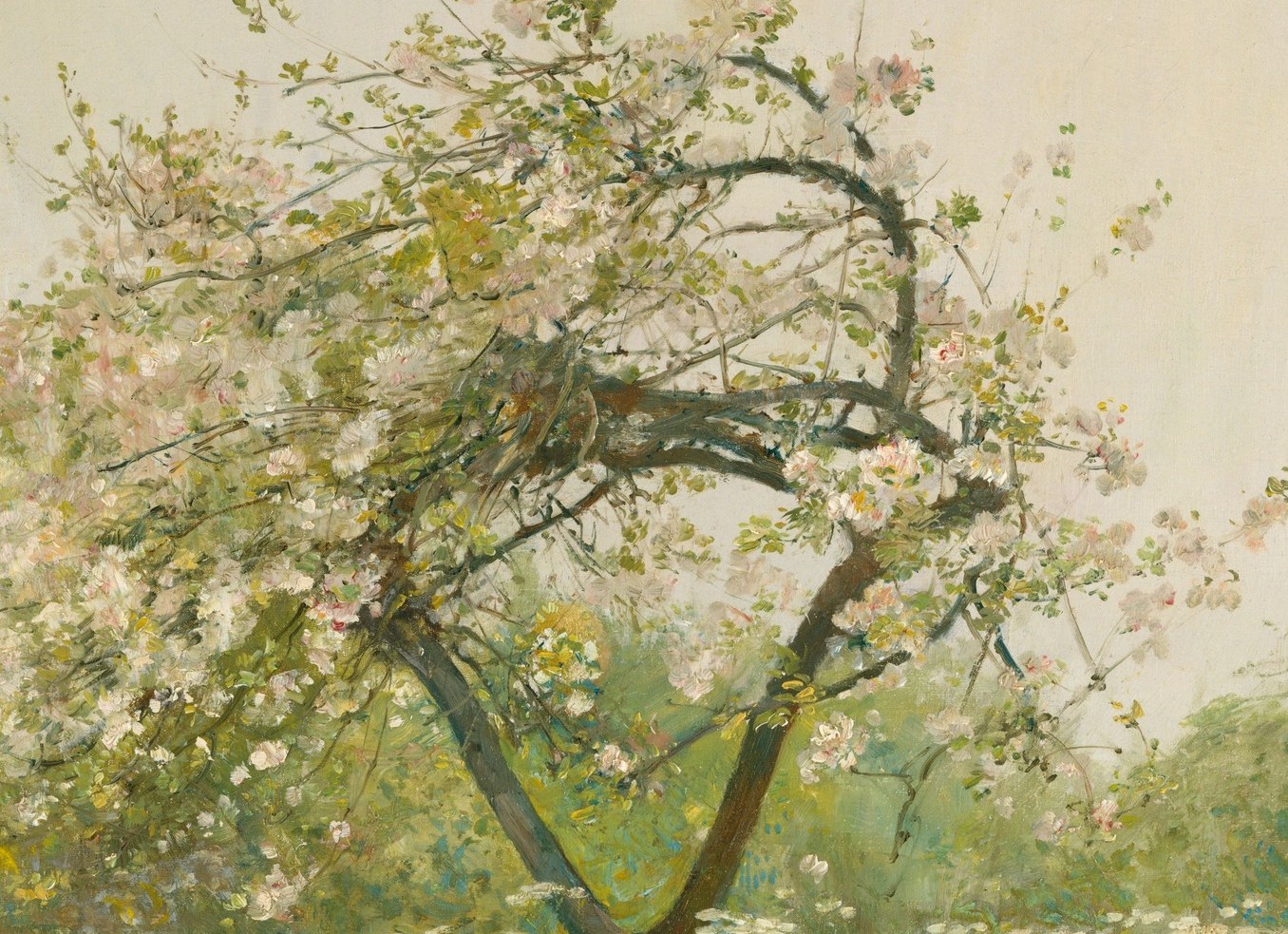 He created these delicate blossoms with surprisingly thick paint.