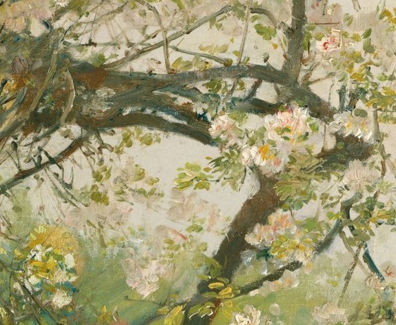 He captures the fleeting beauty of spring in thick, vibrant oil.
