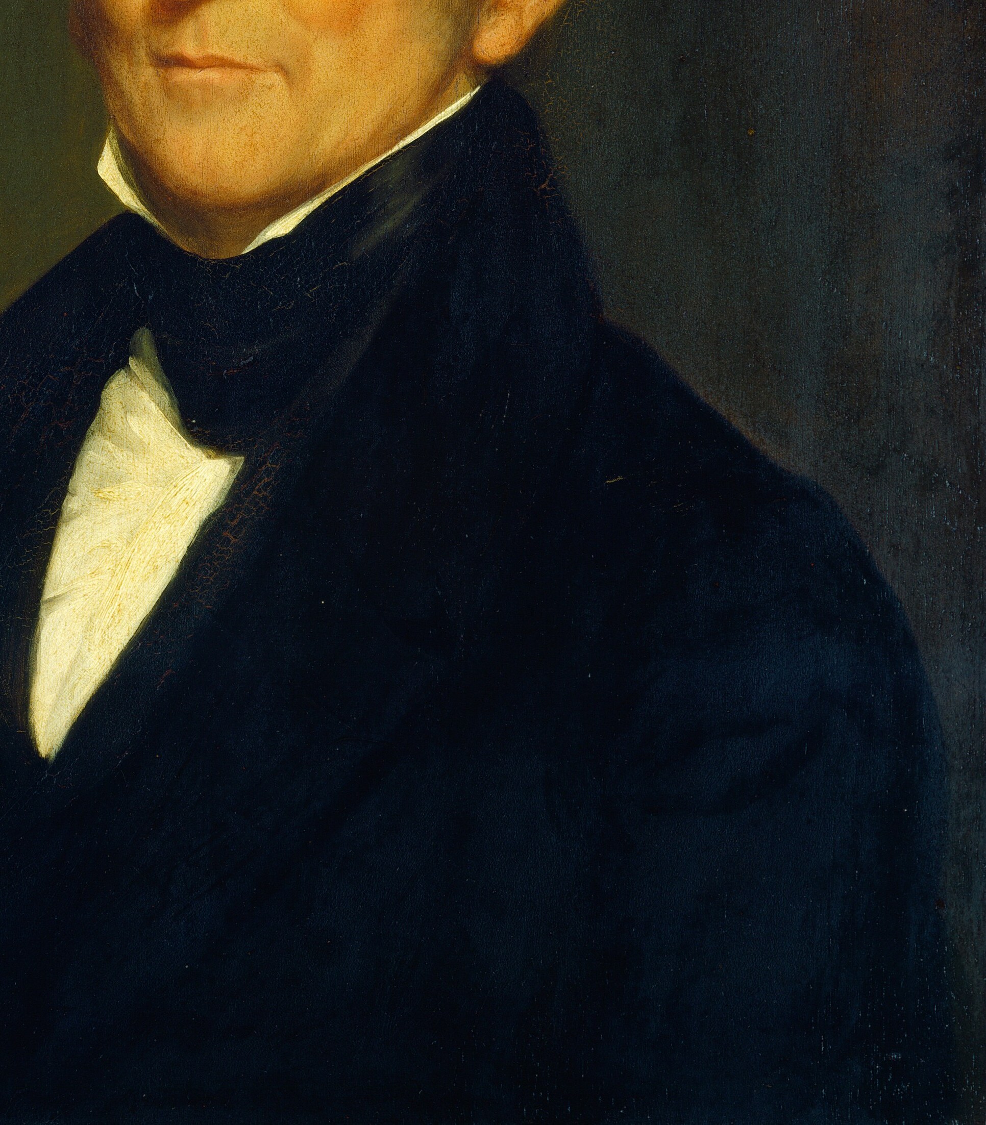 Baldwin's formal attire, with its dark jacket, was typical of the era.