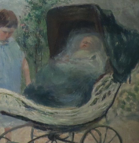 The infant's face is hidden, vulnerable.
