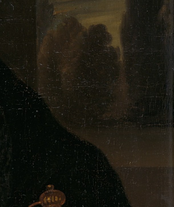 But look at the dramatic, turbulent sky behind him.