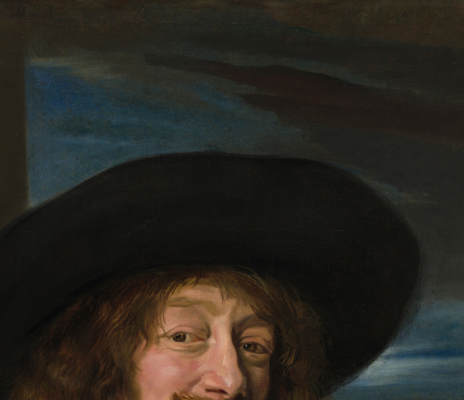 Now look at the face. Hals painted expressions that flicker.