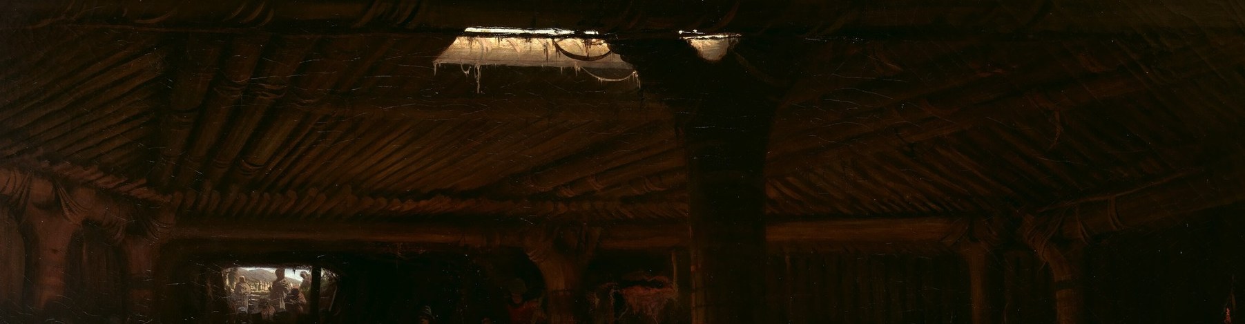 Look past the lanterns into the smoke.