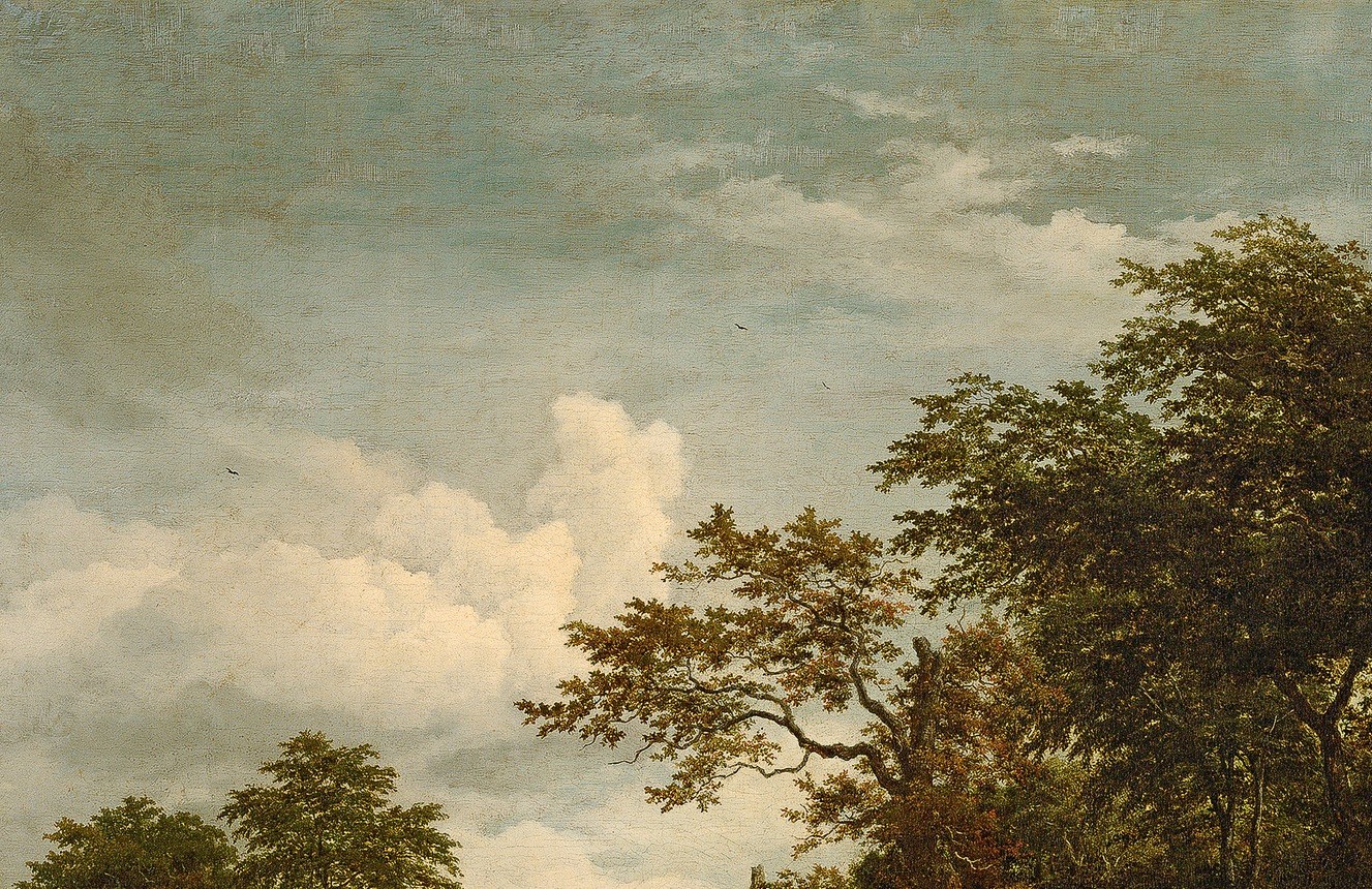 The dynamic sky suggests recent or impending weather, adding a dramatic element to the otherwise tranquil scene.