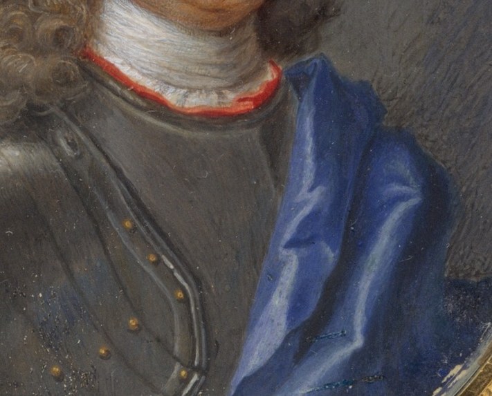 The gleaming metal suggests his military role and reflects light, adding depth and realism.