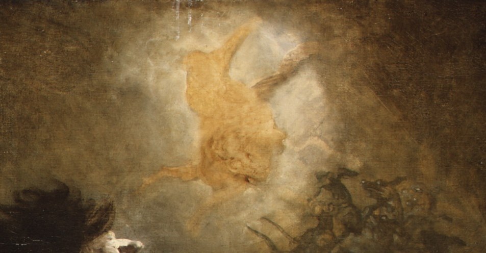 Fuseli inverts conventional divine light , here radiance emanates from a supernatural source and illuminates evil rather than sanctifying it