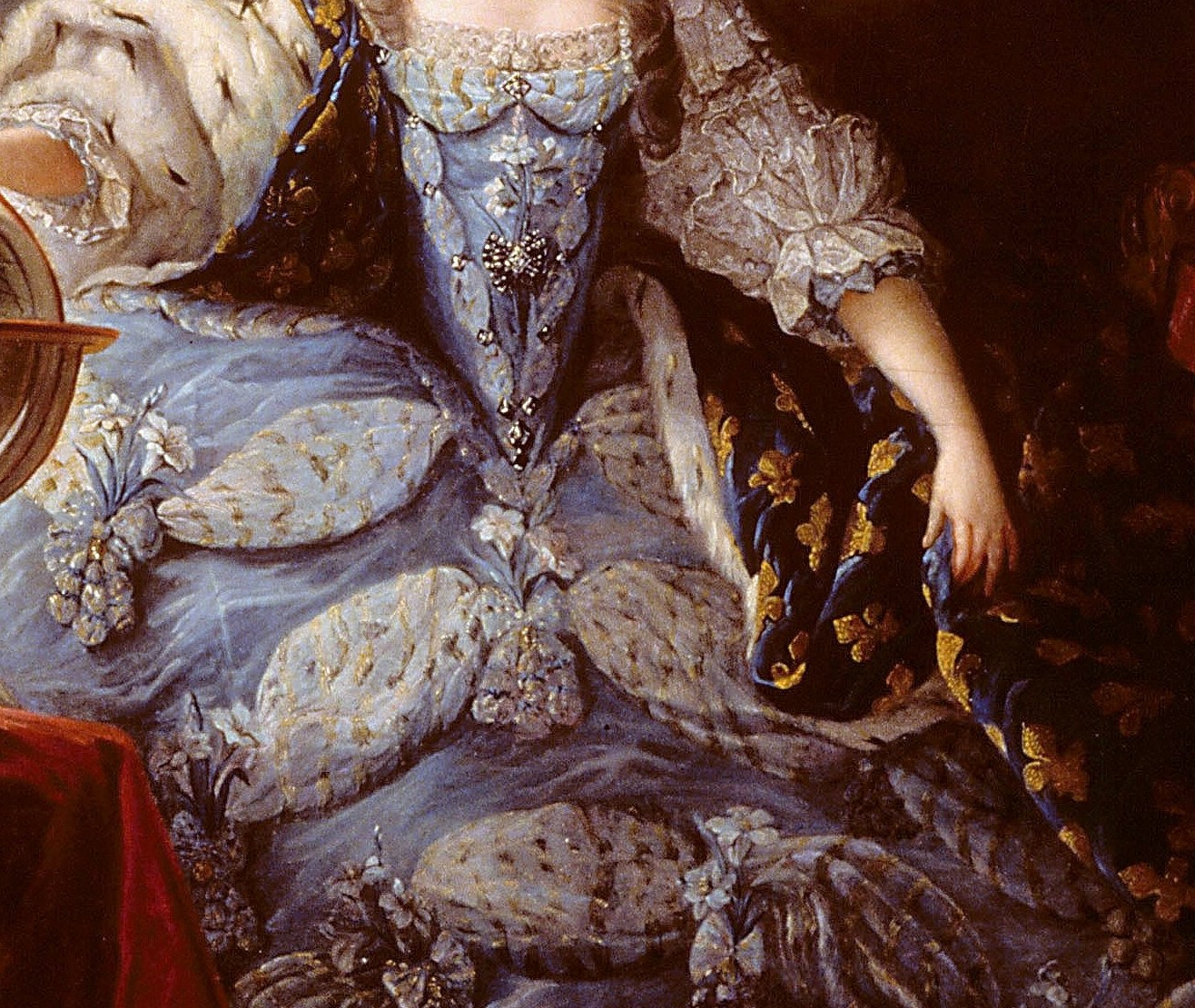 The ermine fur lining her cloak is painted with astounding detail.