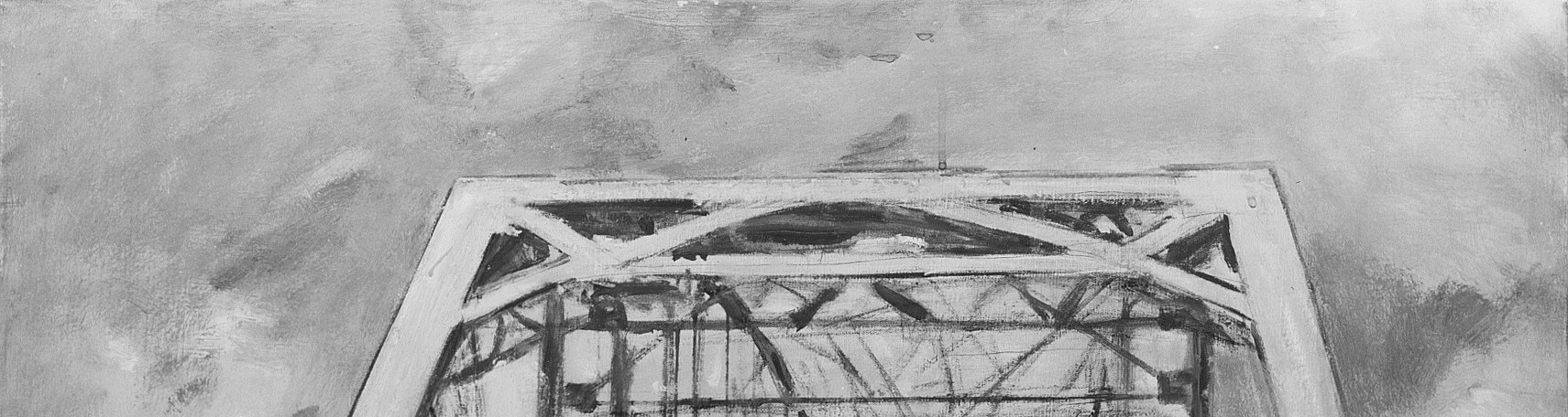 The sky is painted with fluid, layered washes that bleed into the ironwork, creating atmosphere rather than illustration, a key passage of Goldthwaite's painterly looseness.