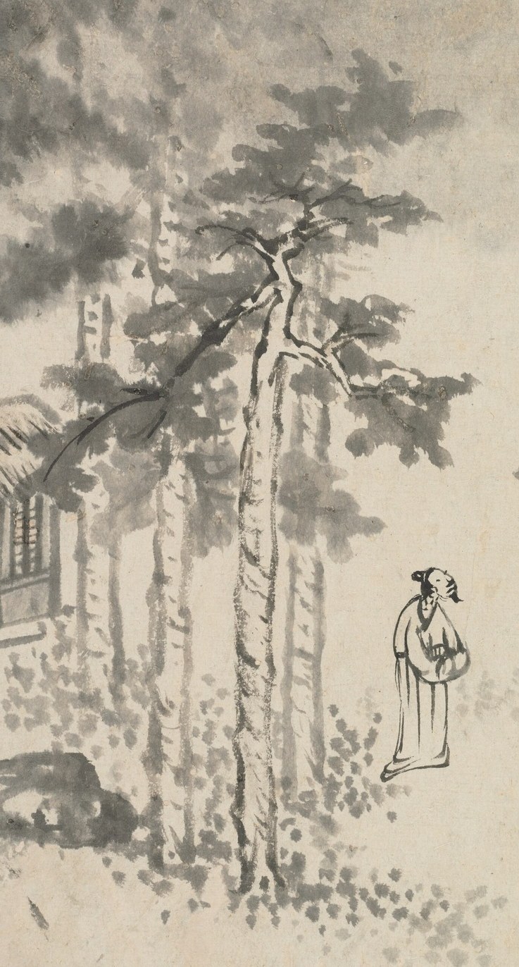 The bare trees symbolize the passage of seasons, and of time.