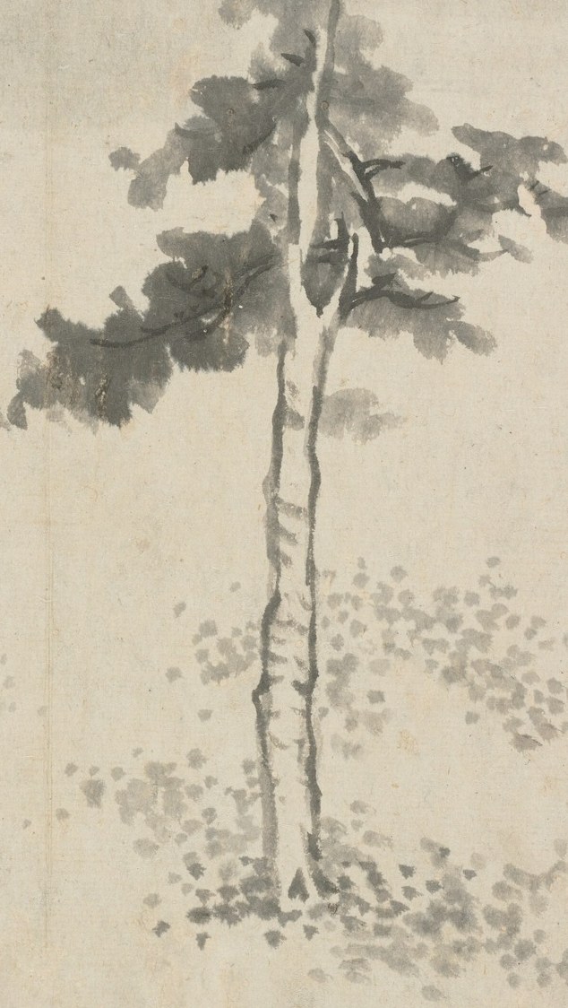 This tree mirrors the one on the left, reinforcing the theme of nature's cycles and the passage of time.