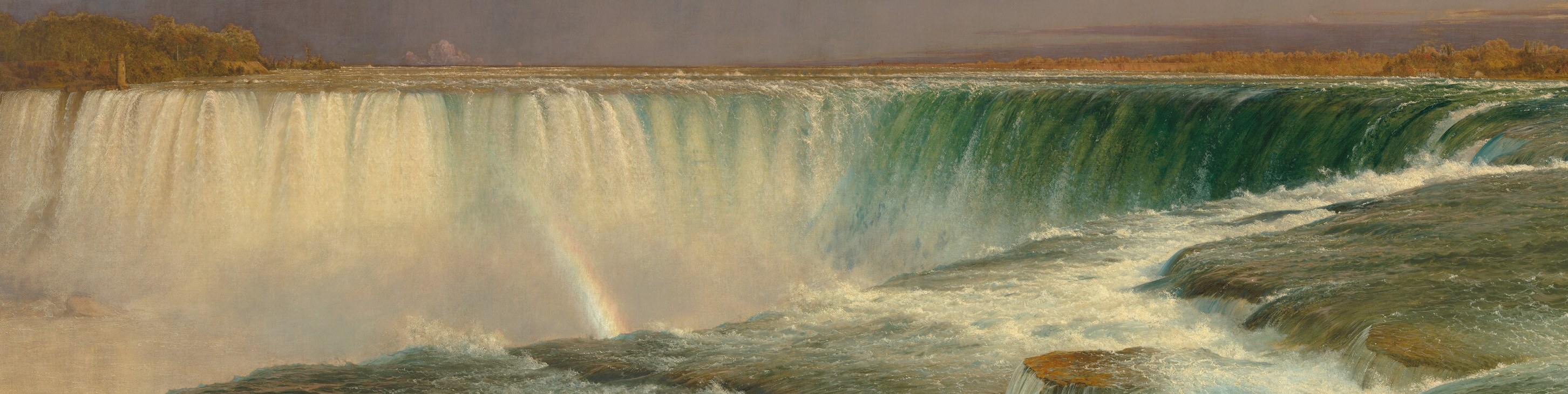 Countless overlapping veils of white rendered with obsessive differentiation; up close this passage resolves into rivulets and sheets rather than a single wall of paint