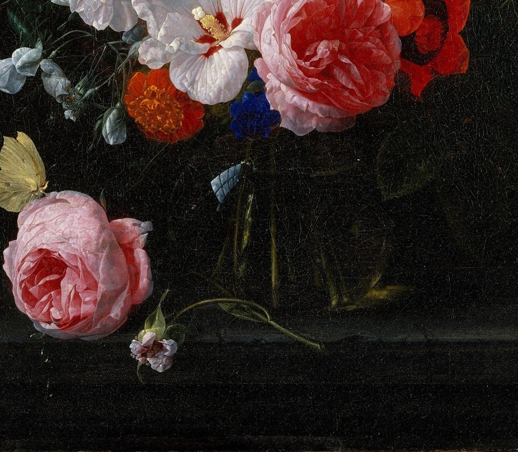 The painter built this crystal vase with pure skill and light.
