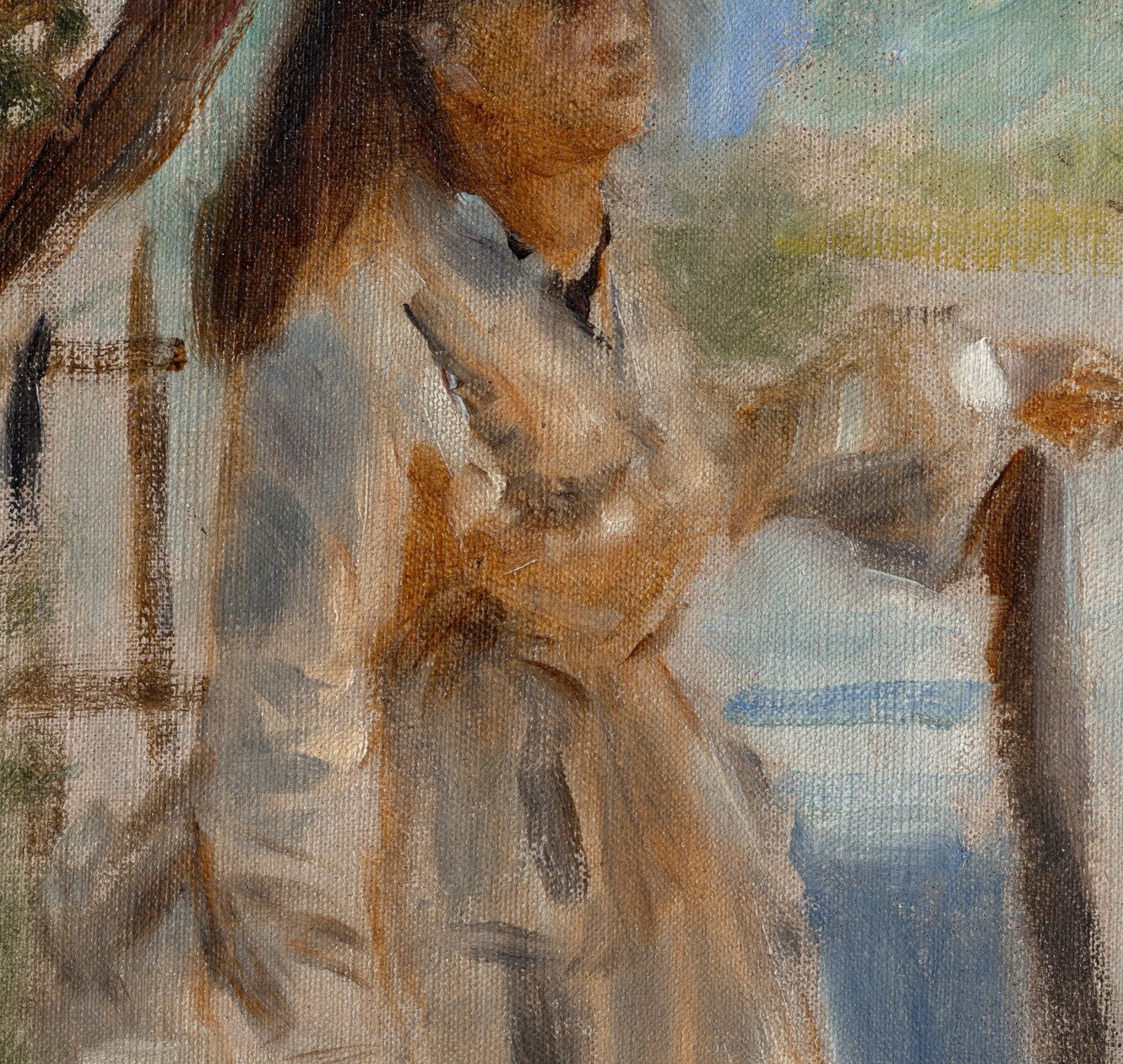 She's painted with a lightness that feels almost casual.