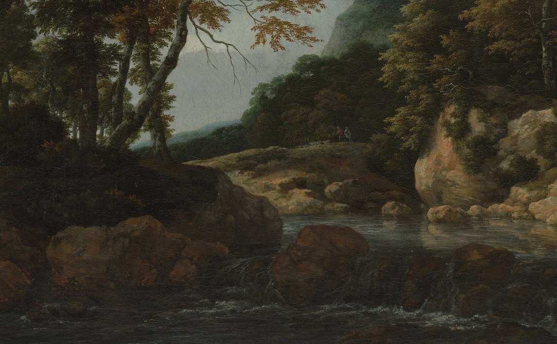 This rocky stream pulls the eye diagonally into the dark.