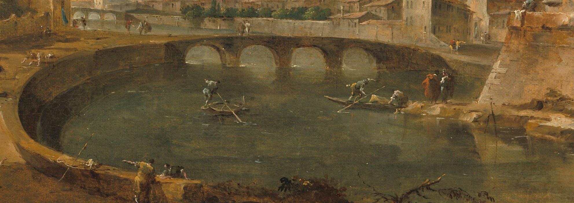The Tiber River was a busy place in 1785, full of boats.