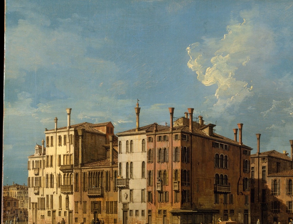 Canaletto renders every shuttered window, crumbling cornice, and stucco tone with topographic fidelity , a precise documentary record of 18th-century Venetian vernacular architecture.