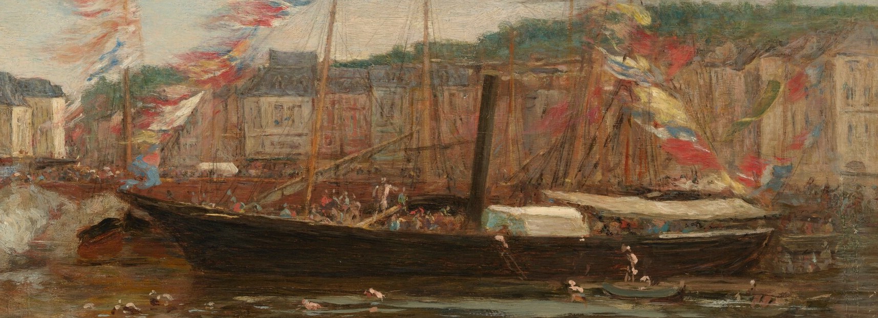 Even a modern steamship joins the celebration.