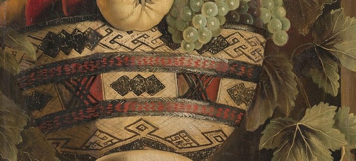 The detailed rendering of individual grapes and their translucence is a hallmark of still life painting.