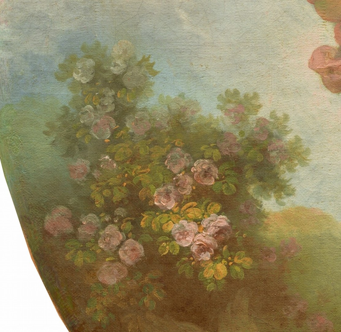 The blooming roses hint at love's beauty.