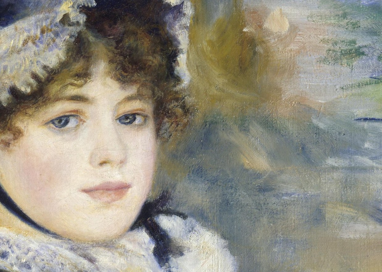 Her lace collar is immaculate. Leisure, not labor, wears white.