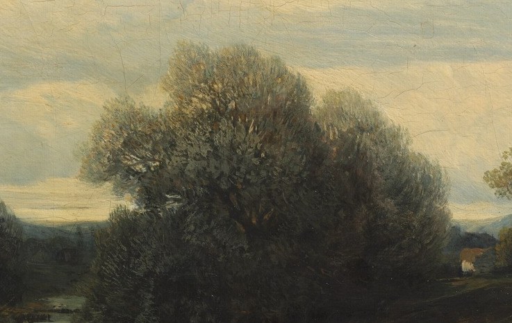 Its prominent placement and detailed foliage draw the eye and emphasize the natural beauty of the setting.