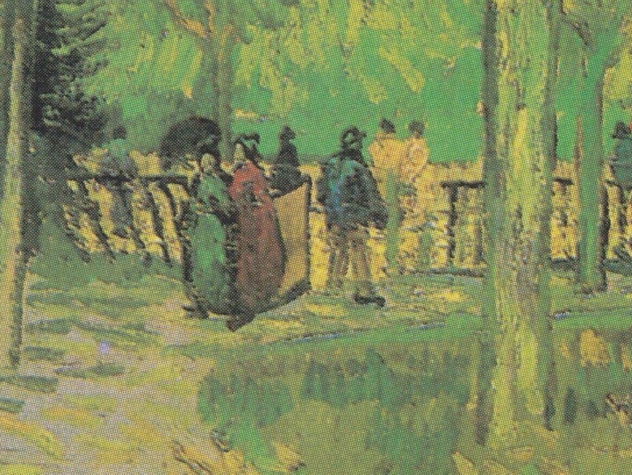 His painting captures the ordinary rhythm of daily life.