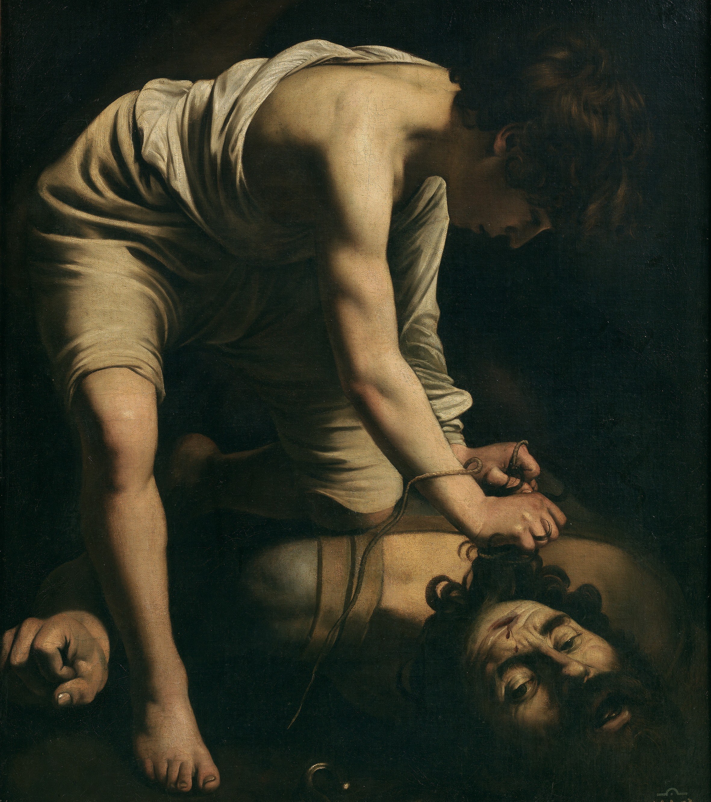 Deep shadows heighten the scene's drama.