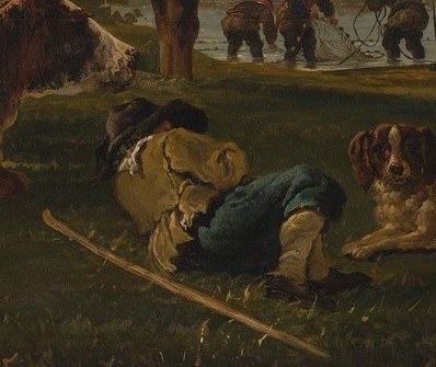 The sleeping shepherd is trust in nature.