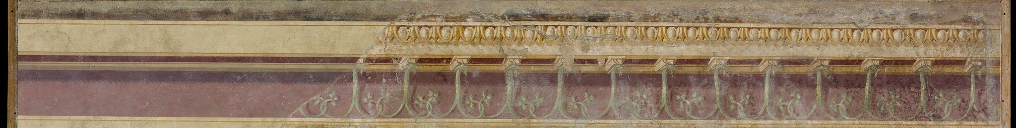 The precise green band is an architectural color register in Second Style grammar; its hue , possibly Egyptian green (cuprorivaite) , is a detail conservators would examine to authenticate and date the panel.