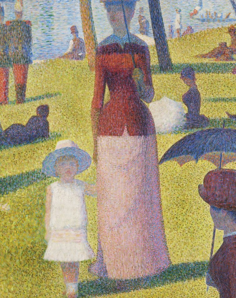The artist, Georges Seurat, layered these dots to create new hues.