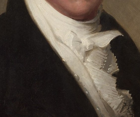 His ruffled collar suggests his wealth and social standing.