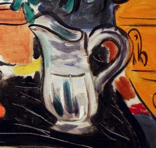 Its reflective surface and elegant form offer a contrast to the more organic shapes in the scene.
