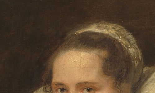 The gaze is directed just off-axis, creating psychological tension , she acknowledges the viewer but withholds full engagement, a hallmark of Van Dyck's early portrait sophistication.