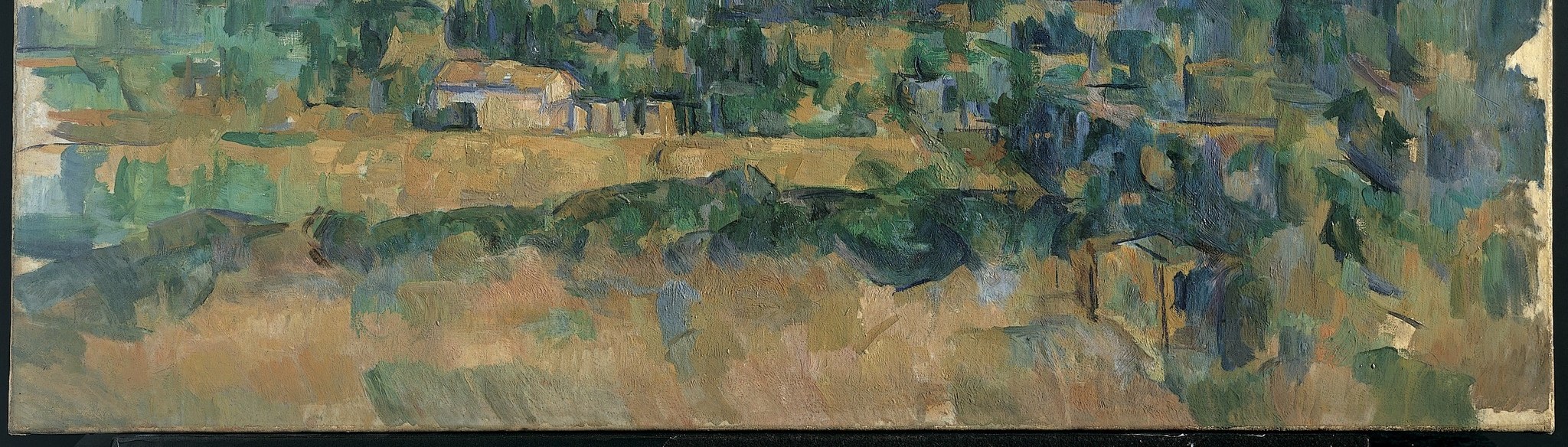 The textured ground, painted with broad strokes of earthy tones and greens, leads the eye into the scene.