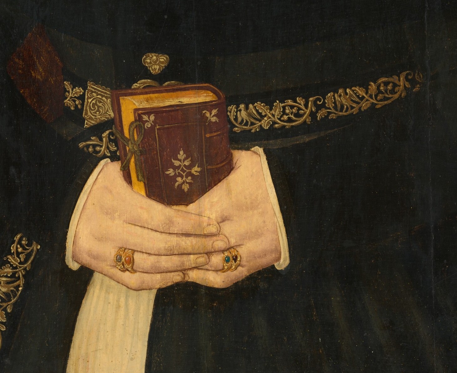 She declares her piety without speaking a word.
