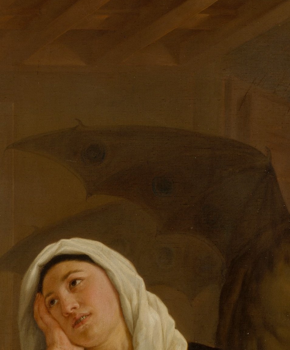 Her expression of pained rapture , eyes directed upward , condenses the entire narrative of penitent ecstasy into a single glance