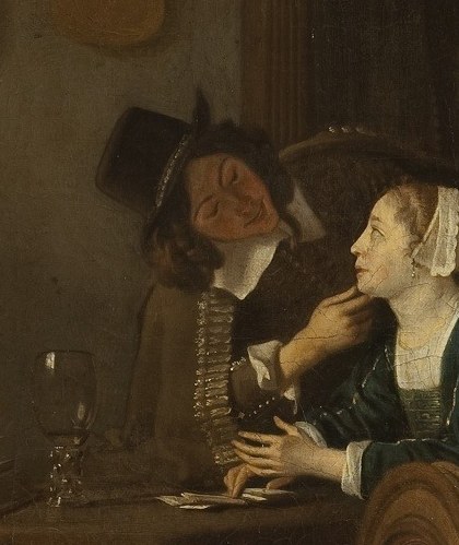 A man leans in, telling a story.