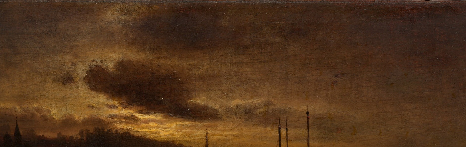 The cloud fills more than half the canvas , not backdrop but protagonist, embodying the brooding emotional weight of a Russian night on the steppe river.