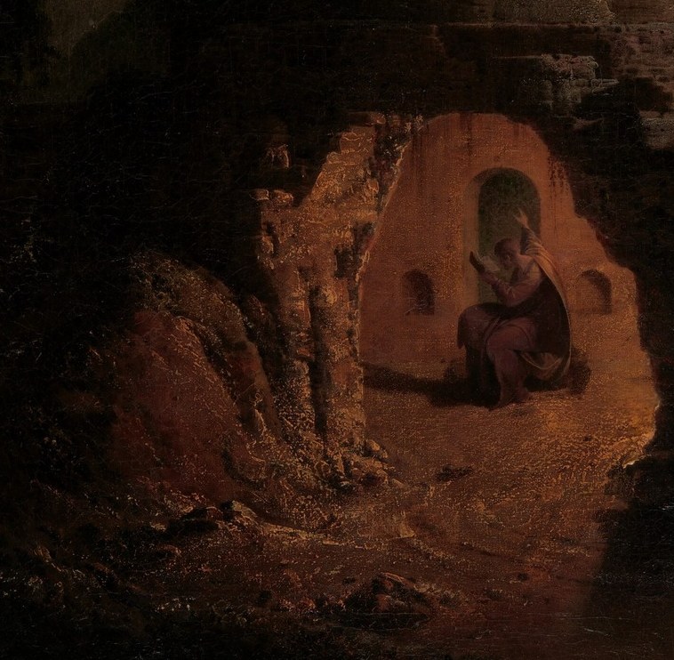 A man declaims poetry to the dead.
