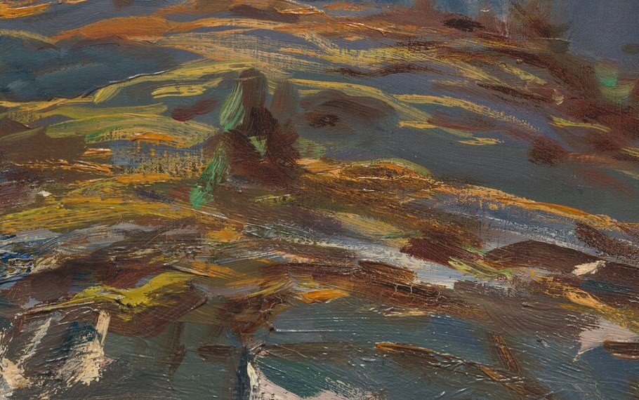 He slashed the waterfall in with a palette knife.