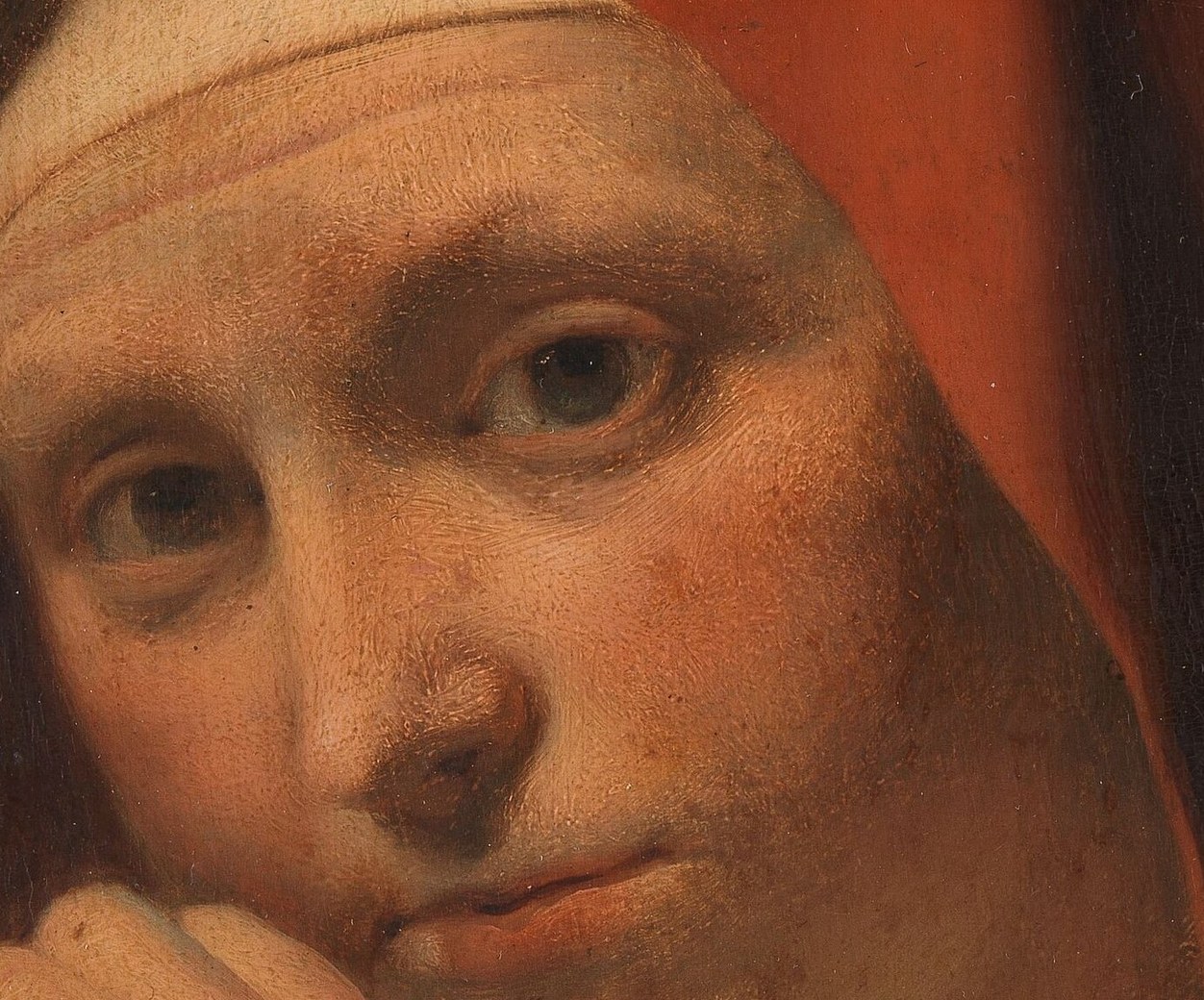 See how light falls on her face, but not her eyes?