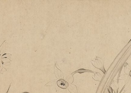 The unpainted void gives the narcissus its weight.