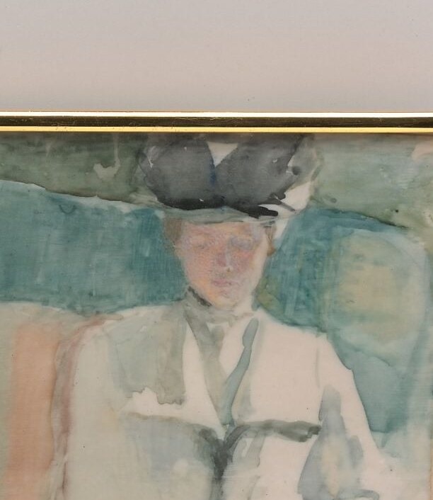 Handled with the broad atmospheric washes that distinguish Impressionist miniature practice from tight academic tradition; thin passages almost certainly let the ivory support glow through.