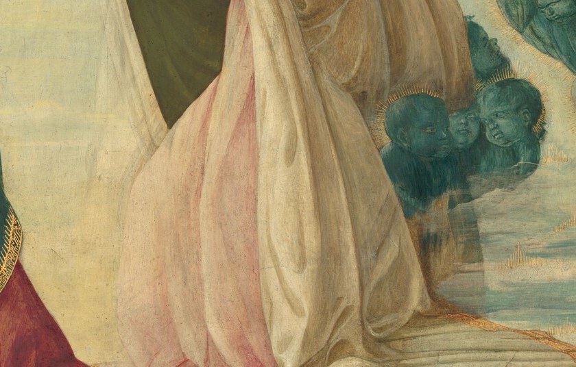 Look closely at the delicate folds of her pink robe.