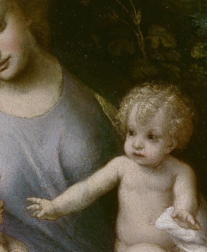 Christ reaches back, tiny and vulnerable.