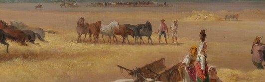 Even the horses and oxen are part of the daily labor.